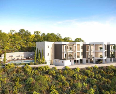 Квартиры в новом жилом комплексе на холмах Пафоса